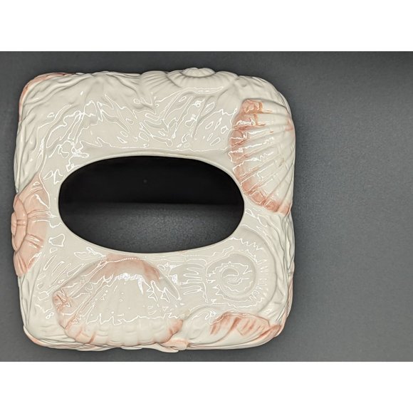 Vintage Sea Shells Ceramic Hand Painted Tissue Cover Decor Seaside Beach - Picture 2 of 15